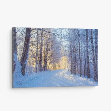 Tableau sur toile promenade hivernale au soleil doré – Wallnifity®
