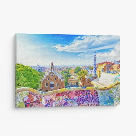 Tableau sur toile panorama coloré du Parc Güell à Barcelone – Wallnifity®