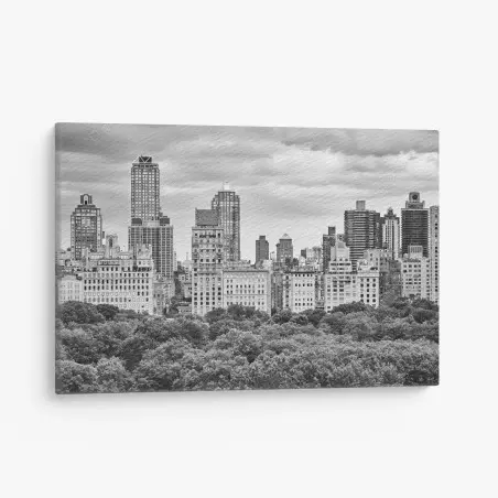 Tableau sur toile horizon en noir et blanc de l'Upper East Side, Manhattan – Wallnifity®