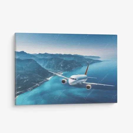 Tableau sur toile escapade aérienne au-dessus de la côte et des montagnes – Wallnifity®