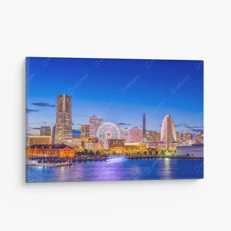 Tableau sur toile coucher de soleil sur la baie de Yokohama – Wallnifity®