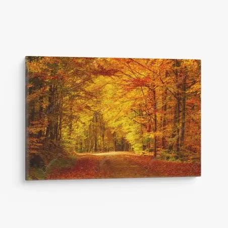 Tableau sur toile allée d'automne dorée – Wallnifity®