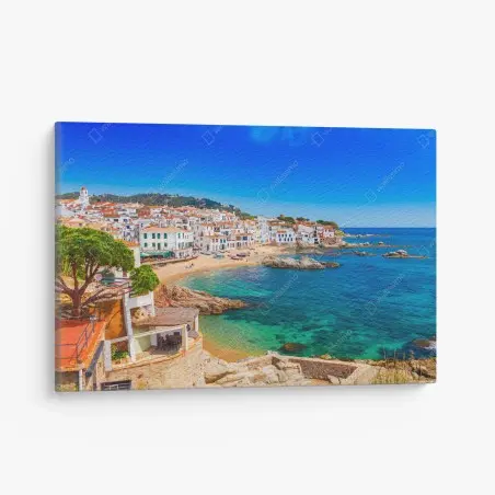 Tableau sur toile village côtier méditerranéen aux eaux turquoises – Wallnifity®