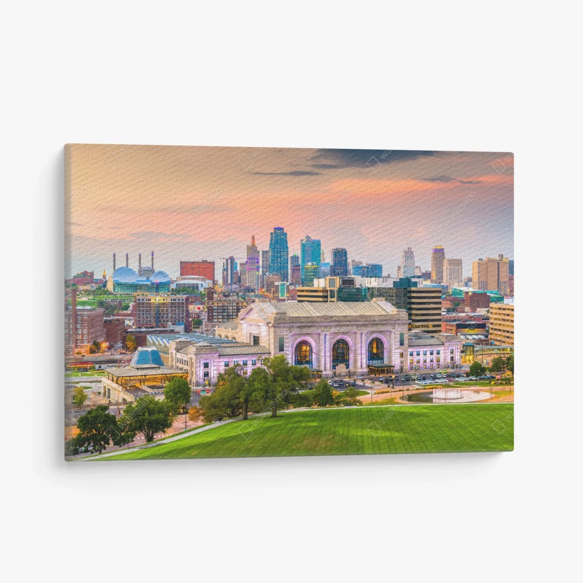 Tableau sur toile coucher de soleil sur Kansas City — Union Station et skyline – Wallnifity® Tableau sur toile coucher de soleil sur Kansas City — Union Station et skyline – Wallnifity®