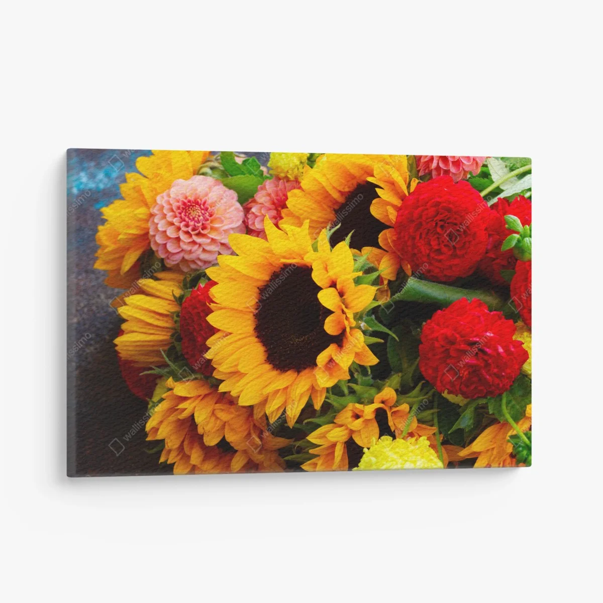 Tableau sur toile bouquet estival de tournesols et dahlias – Wallnifity® Tableau sur toile bouquet estival de tournesols et dahlias – Wallnifity®