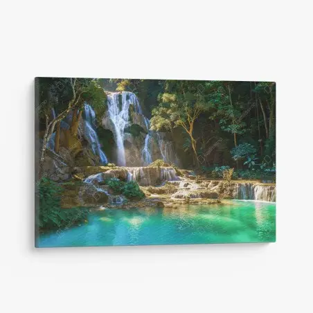 Tableau sur toile cascade tropicale aux eaux turquoise – Wallnifity®