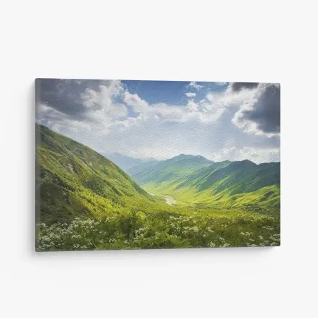 Tableau sur toile paysage montagneux verdoyant à Svaneti – Wallnifity®