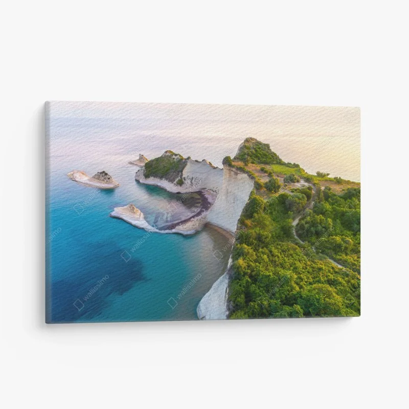Tableau sur toile falaise blanche et criques turquoise au bord de la mer – Wallnifity®