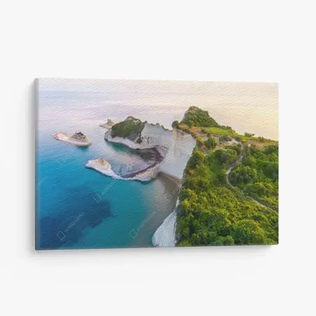 Tableau sur toile falaise blanche et criques turquoise au bord de la mer – Wallnifity®