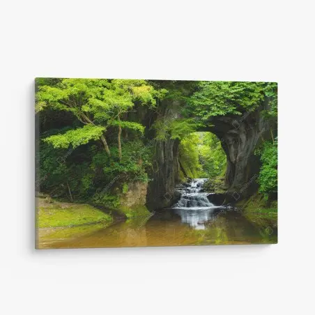 Tableau sur toile cascade sous une arche naturelle en forêt – Wallnifity®