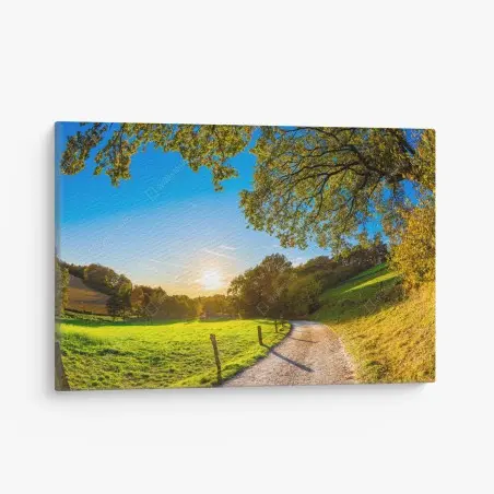 Tableau sur toile chemin ensoleillé au coucher du soleil – Wallnifity®