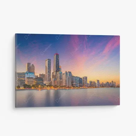 Tableau sur toile skyline de Chicago au coucher du soleil – Wallnifity®