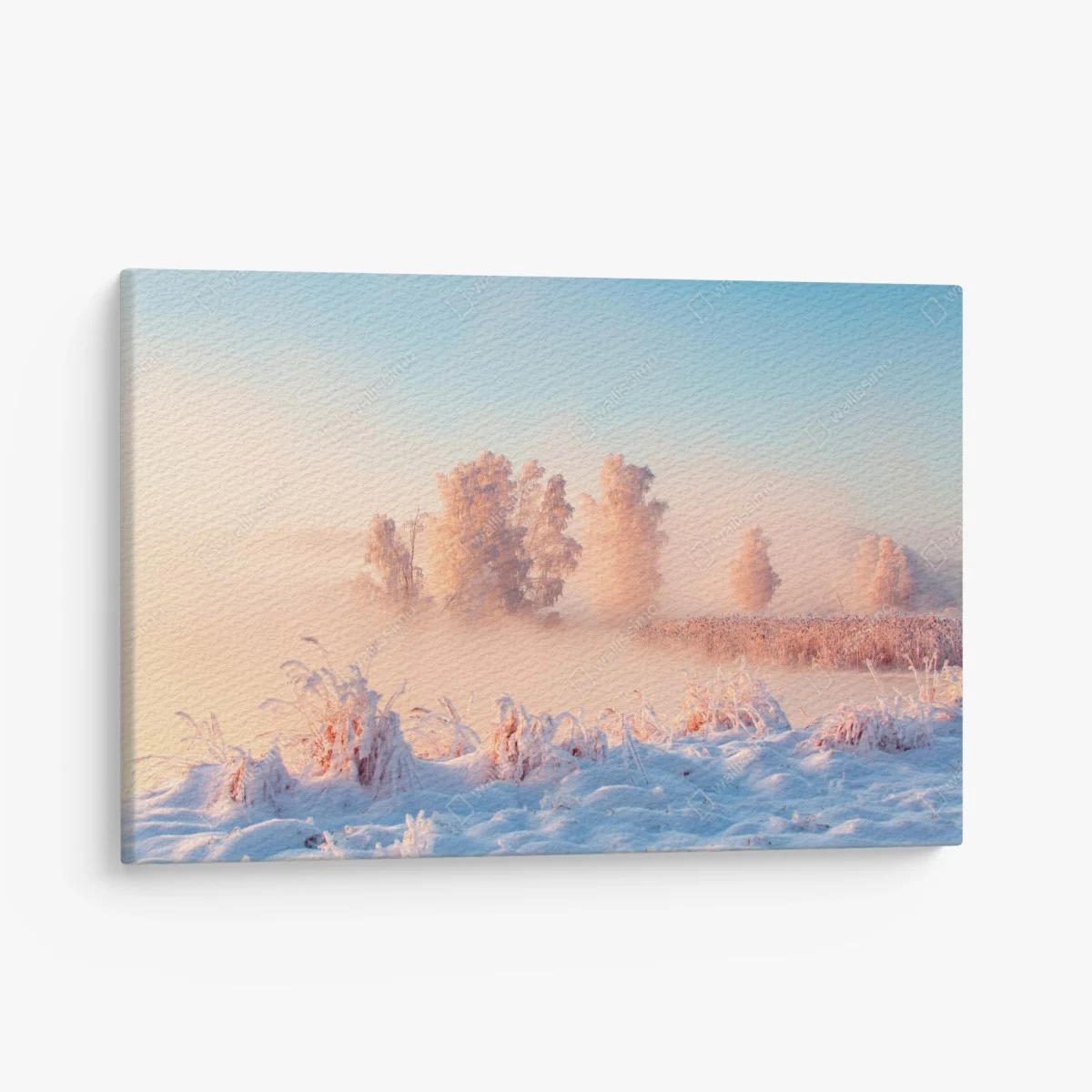 Tableau sur toile brume rose au lever du soleil sur paysage hivernal – Wallnifity® Tableau sur toile brume rose au lever du soleil sur paysage hivernal – Wallnifity®