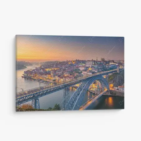 Tableau sur toile coucher de soleil sur Porto et le pont Dom Luís – Wallnifity®