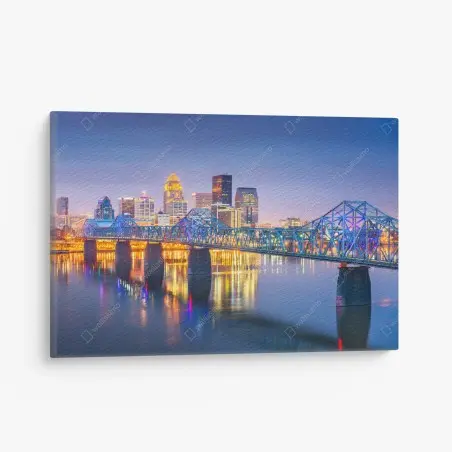Tableau sur toile panorama nocturne de Louisville sur l'Ohio – Wallnifity®