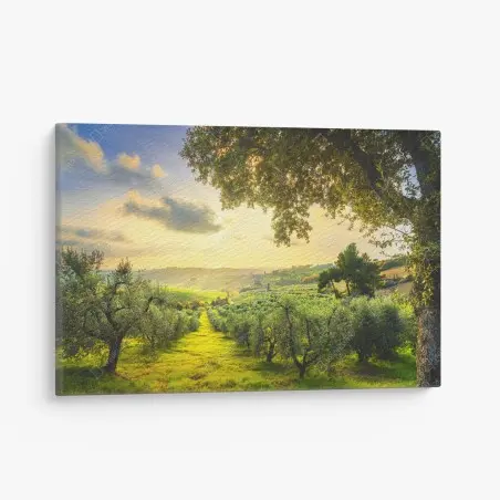 Tableau sur toile oliveraie au coucher de soleil en Toscane – Wallnifity®