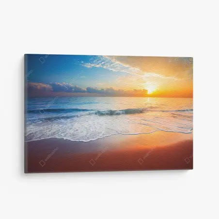 Tableau sur toile coucher de soleil sur une plage tranquille – Wallnifity®