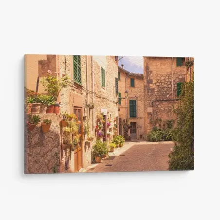 Tableau sur toile ruelle ensoleillée d'un village méditerranéen – Wallnifity®