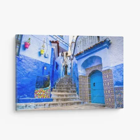 Tableau sur toile ruelle bleue de Chefchaouen – Wallnifity®