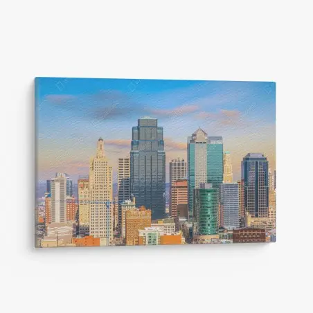 Tableau sur toile skyline de Kansas City au crépuscule – Wallnifity®