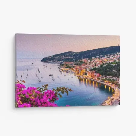 Tableau sur toile coucher de soleil sur la baie de Villefranche-sur-Mer – Wallnifity®
