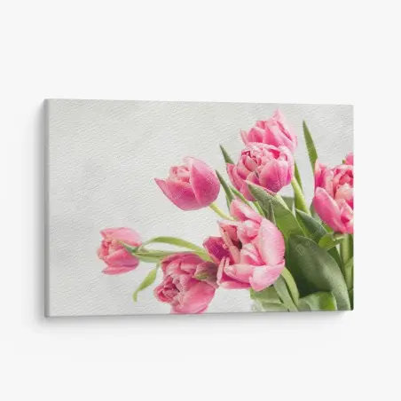Tableau sur toile bouquet de tulipes roses sur fond clair – Wallnifity®