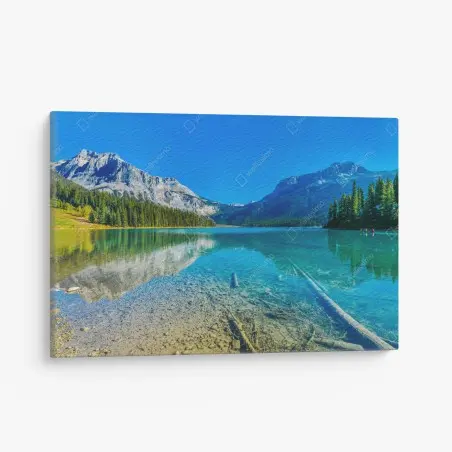 Tableau sur toile paysage lacustre alpin aux eaux turquoise – Wallnifity®