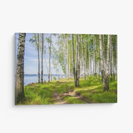 Tableau sur toile clairière de bouleaux au bord du lac – Wallnifity®