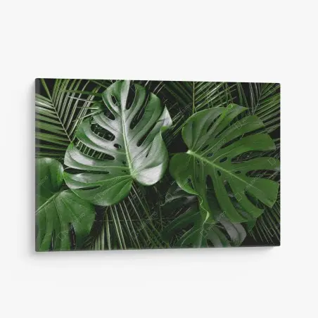 Tableau sur toile motif feuilles tropicales luxuriantes – Wallnifity®