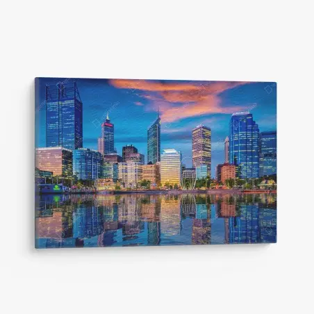 Tableau sur toile coucher de soleil sur le panorama de Perth – Wallnifity®
