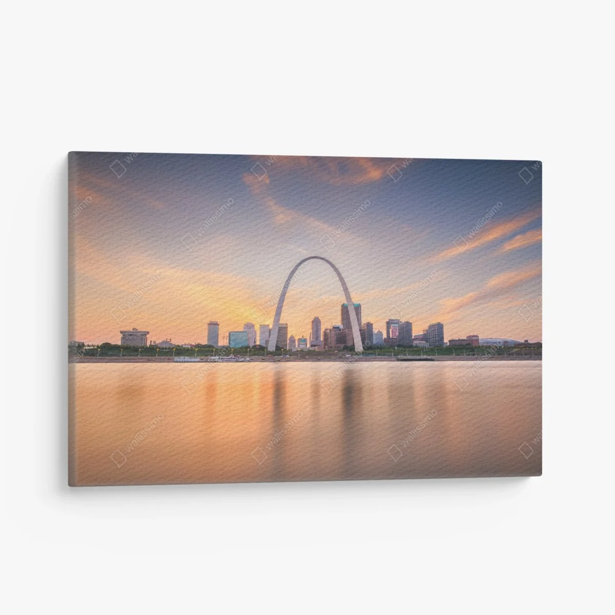 Tableau sur toile crépuscule doré au-dessus de St. Louis et du Gateway Arch – Wallnifity® Tableau sur toile crépuscule doré au-dessus de St. Louis et du Gateway Arch – Wallnifity®