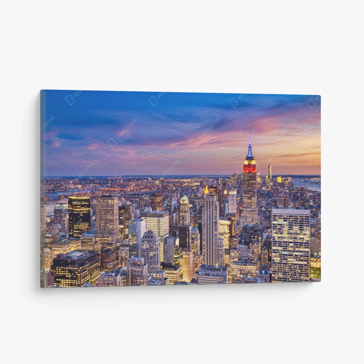 Tableau sur toile crépuscule sur New York — Empire State Building illuminé – Wallnifity® Tableau sur toile crépuscule sur New York — Empire State Building illuminé – Wallnifity®
