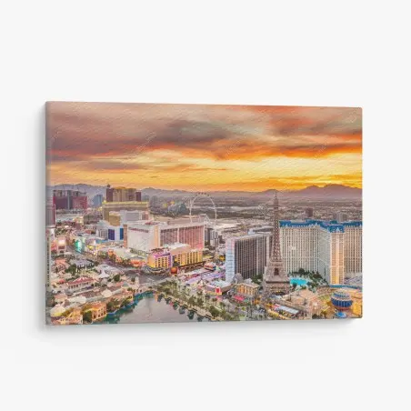 Tableau sur toile coucher de soleil sur le strip de Las Vegas – Wallnifity®