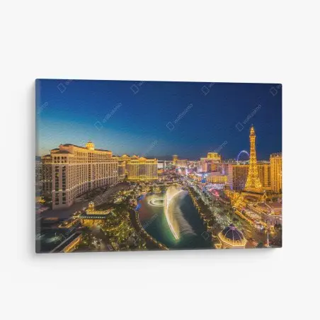 Tableau sur toile ciel nocturne de Las Vegas avec fontaines illuminées – Wallnifity®
