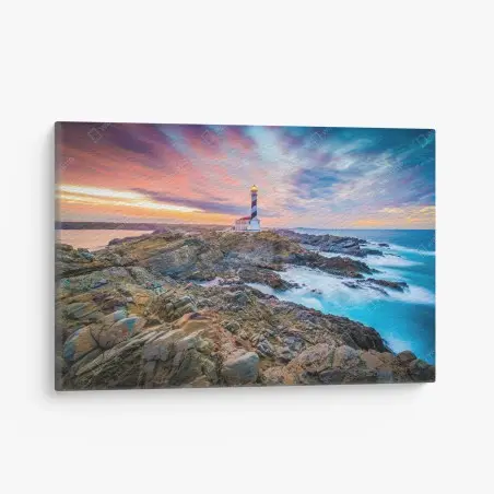 Tableau sur toile phare de Favaritx au coucher de soleil, Minorque – Wallnifity®