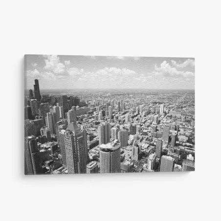 Tableau sur toile ligne d'horizon de Chicago en noir et blanc – Wallnifity®