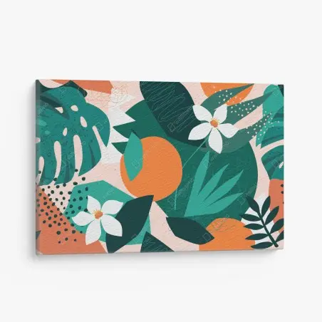 Tableau sur toile composition botanique tropicale aux agrumes – Wallnifity®
