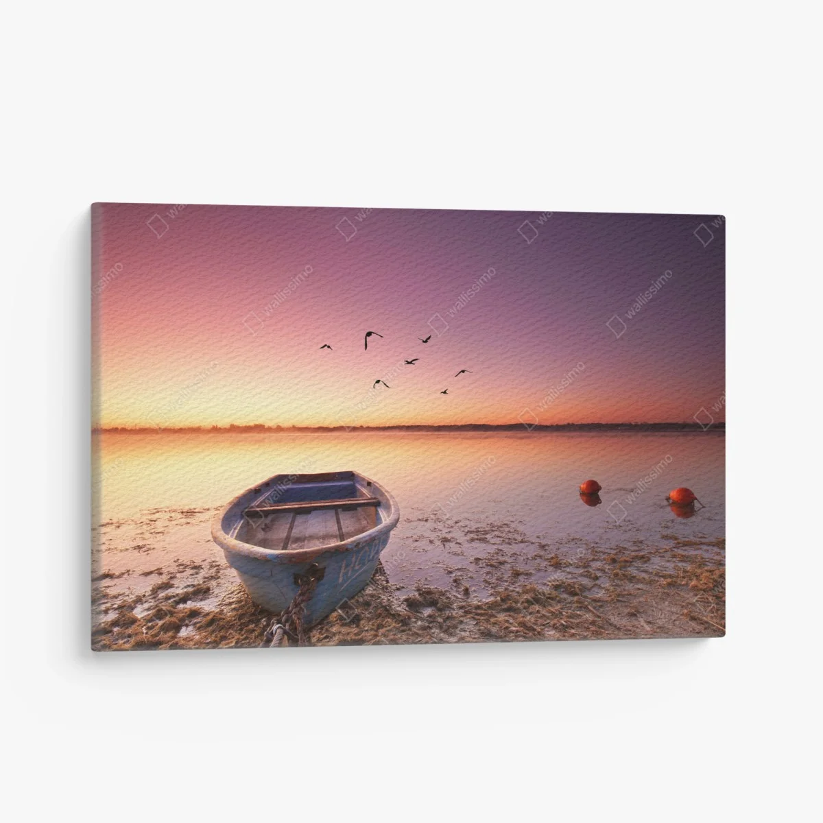 Tableau sur toile bateau au crépuscule sur lac tranquille – Wallnifity® Tableau sur toile bateau au crépuscule sur lac tranquille – Wallnifity®