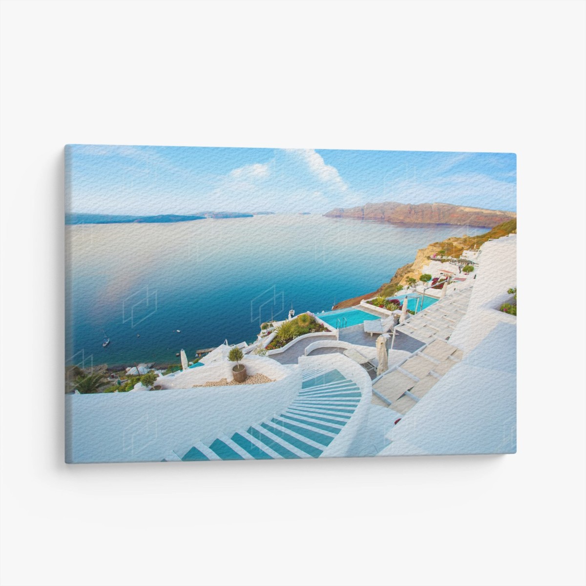 Tableau sur toile escapade méditerranéenne à Santorin – Wallnifity®