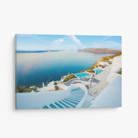 Tableau sur toile escapade méditerranéenne à Santorin – Wallnifity®
