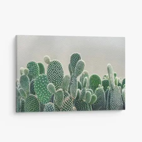 Tableau sur toile opuntia en gros plan – élégance verte et texture – Wallnifity®