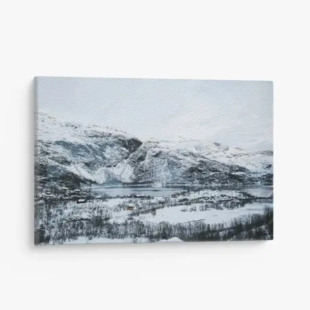 Tableau sur toile calme hivernal au bord du fjord enneigé – Wallnifity®