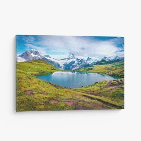 Tableau sur toile vue pittoresque du lac Bachalpsee et du Schreckhorn – Wallnifity®