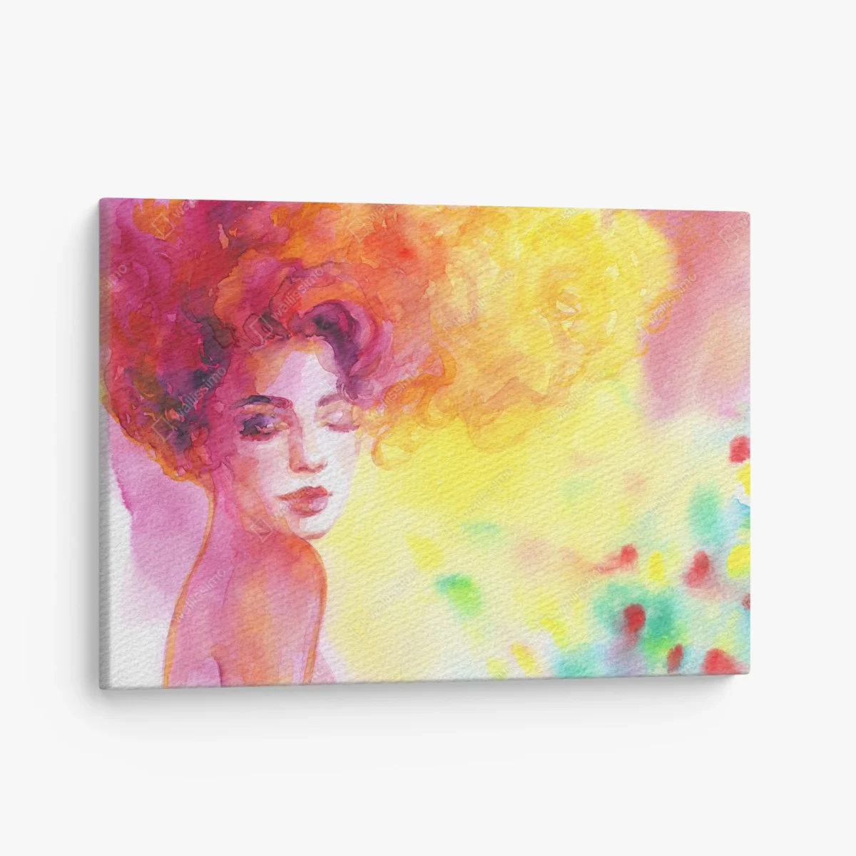 Tableau sur toile femme en aquarelle aux cheveux flamboyants – Wallnifity® Tableau sur toile femme en aquarelle aux cheveux flamboyants – Wallnifity®
