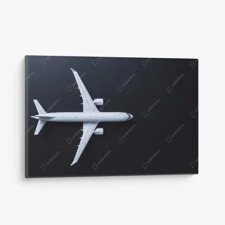 Tableau sur toile avion blanc minimaliste sur fond noir – Wallnifity®