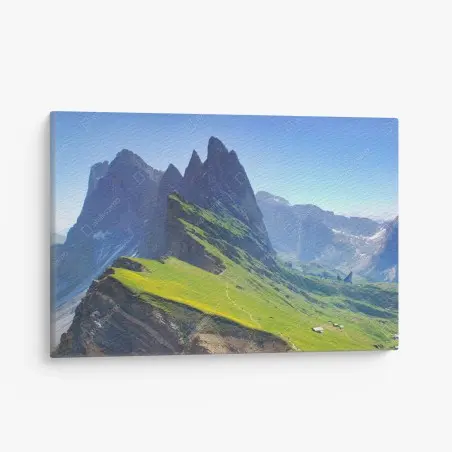 Tableau sur toile paysage montagnard de Seceda, Dolomites au printemps – Wallnifity®