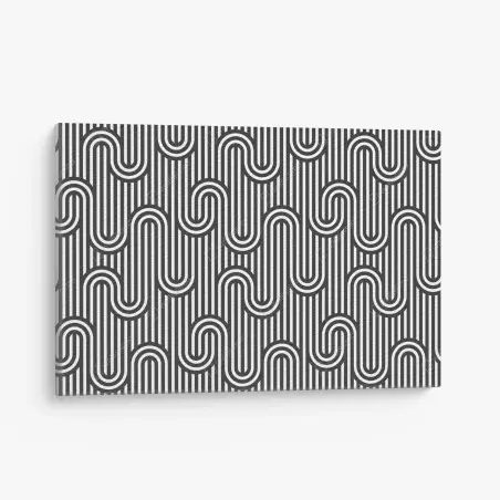 Tableau sur toile motif optique géométrique en noir et blanc – Wallnifity®