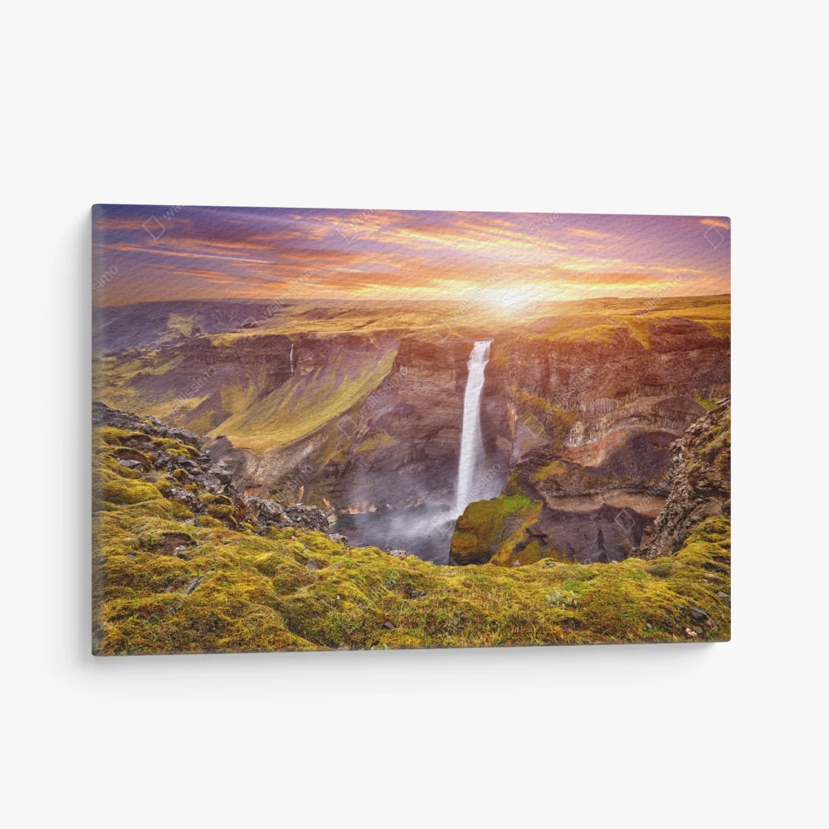 Tableau sur toile cascade majestueuse de Haifoss en Islande au coucher de soleil – Wallnifity® Tableau sur toile cascade majestueuse de Haifoss en Islande au coucher de soleil – Wallnifity®