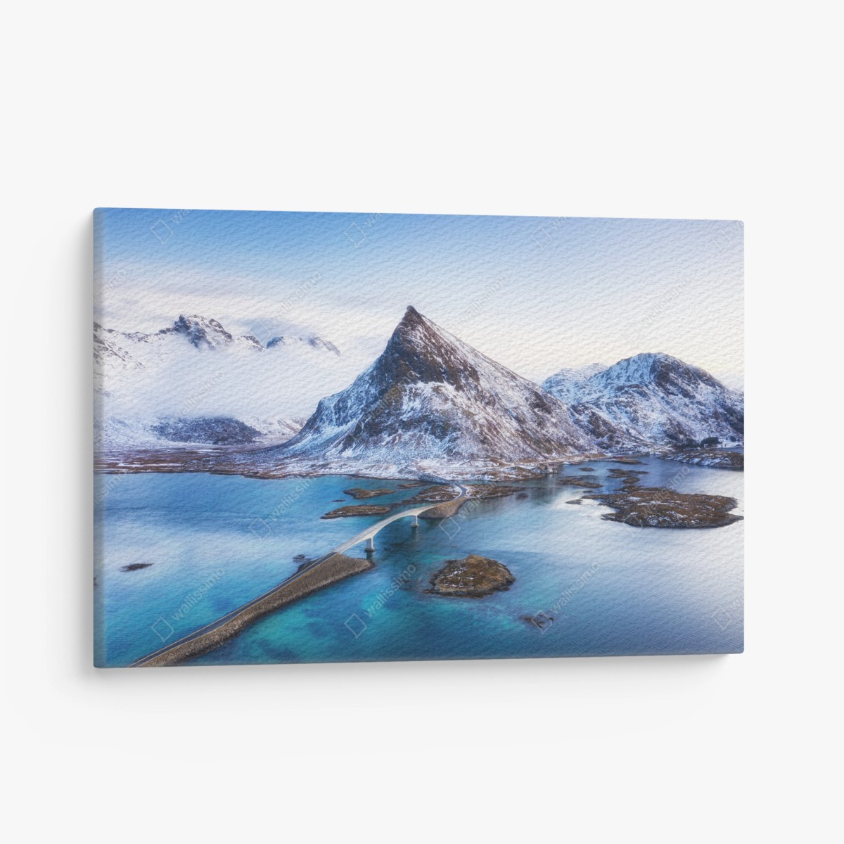Tableau sur toile paysage aérien des îles Lofoten au coucher du soleil – Wallnifity®
