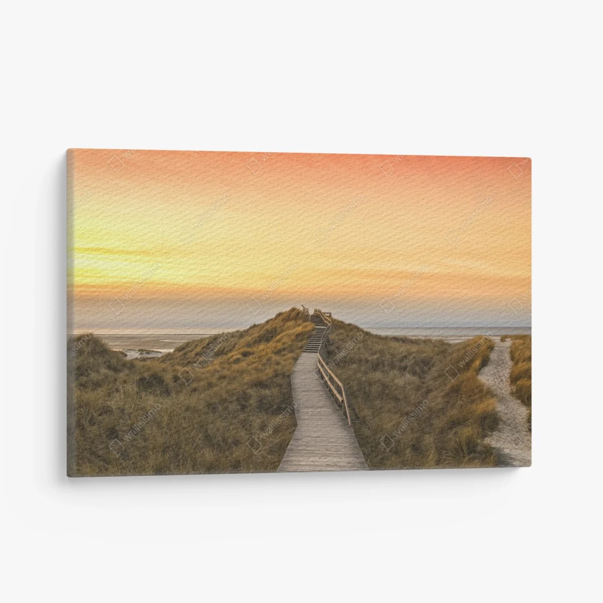 Tableau sur toile passerelle vers la mer à Amrum au coucher de soleil – Wallnifity® Tableau sur toile passerelle vers la mer à Amrum au coucher de soleil – Wallnifity®